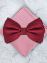 Red Deluxe Silk Twill Bow Tie & Pocket Square Set
