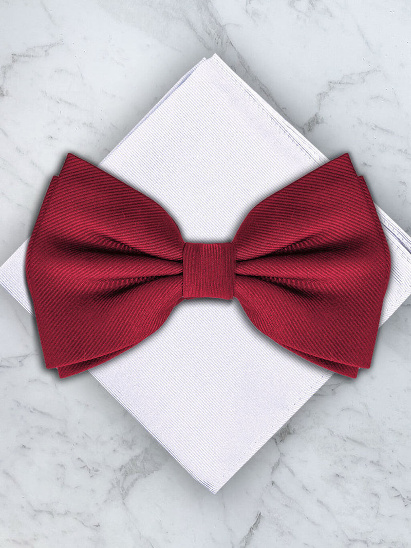 Red Deluxe Silk Twill Bow Tie & Pocket Square Set