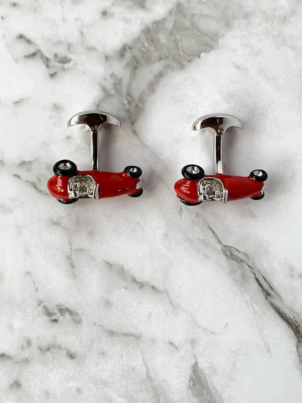 Vintage Red Racing Car Cufflinks
