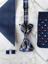 Navy Spectrum Silk Bow Tie Set