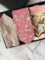 Posies and Checks Cotton Tie Set