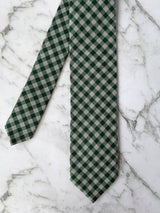 Mens Green Cotton Checked Tie Flatlay | Bowtie & Arrow Australia