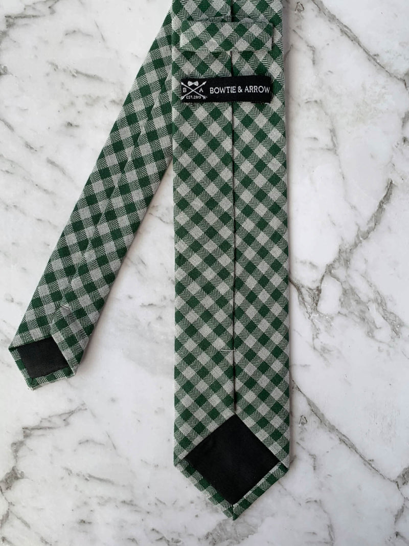 Back View mens Green Cotton Checked Tie | Bowtie & Arrow Australia
