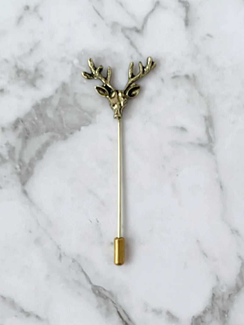 Bronze Metal Deer Head Suit Pin Lapel Pin | Bowtie & Arrow Australia