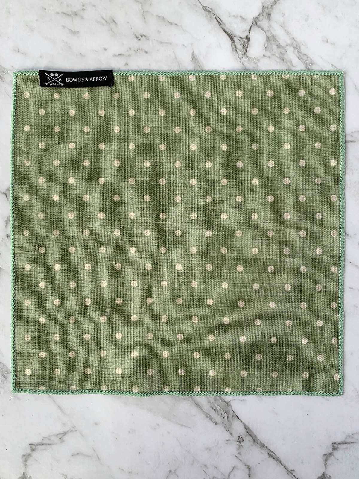 Green Polka Dot Linen Mens Pocket Square | Bowtie & Arrow Australia