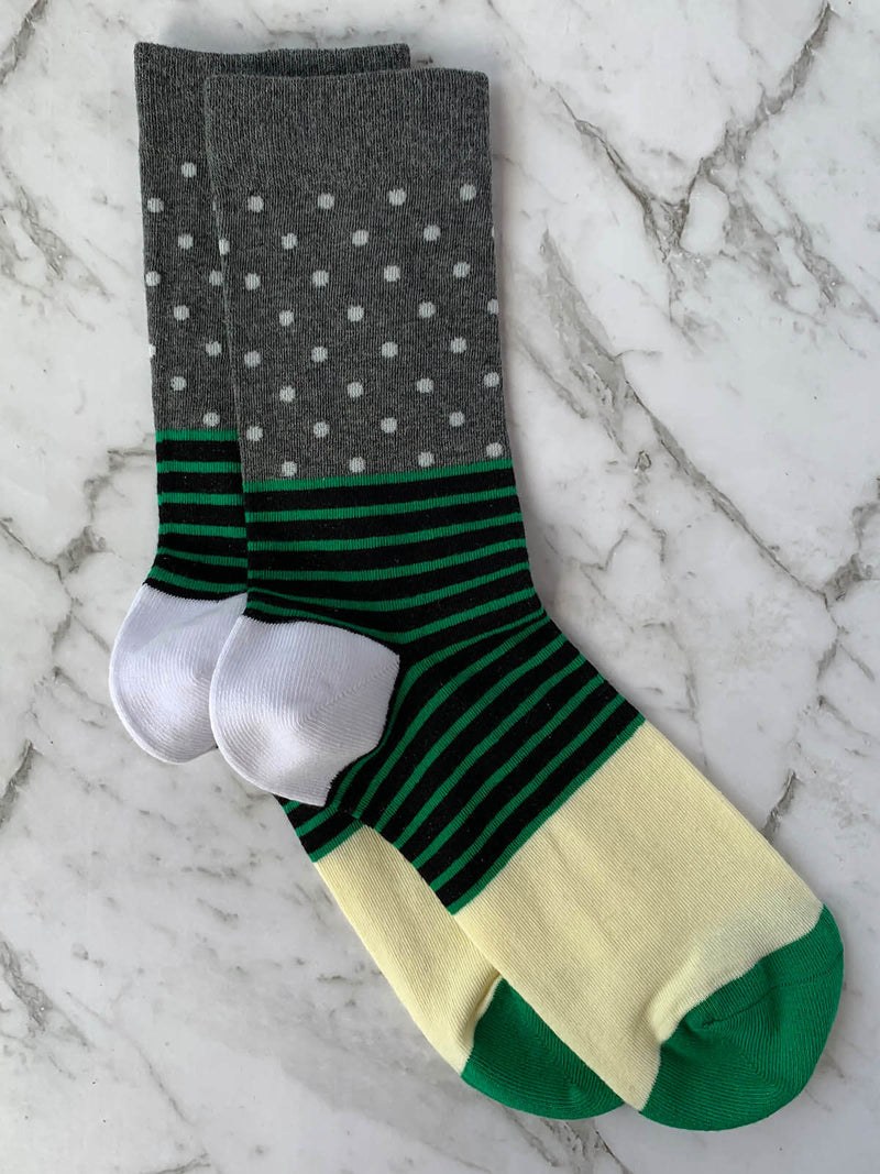 Funky Socks for Men Striped Polka Dot Green | Bowtie & Arrow Australia