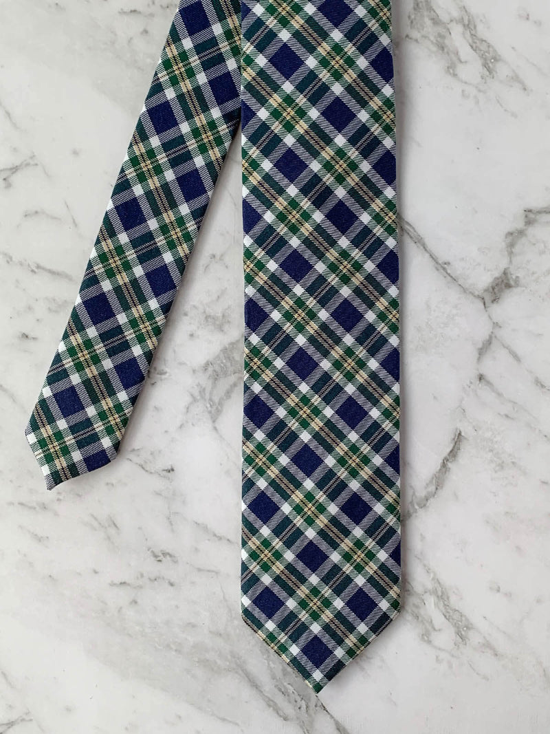 Mens Flatlay Cotton Checked Skinny Tie | Bowtie & Arrow Australia