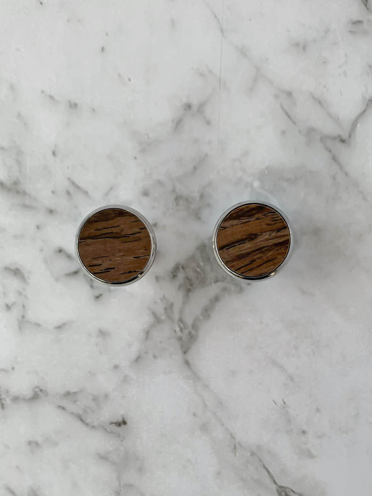 Mens Dark Wood Silver Cufflinks | Bowtie & Arrow Australia