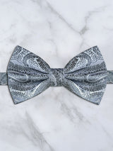 Silver Paisley Deluxe Silk Twill Bow Tie