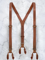 Full Genuine Leather Tan Brown Suspenders