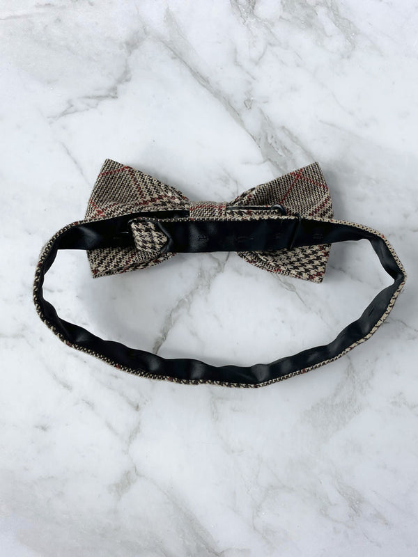 Tartan Brown Wool Bow Tie