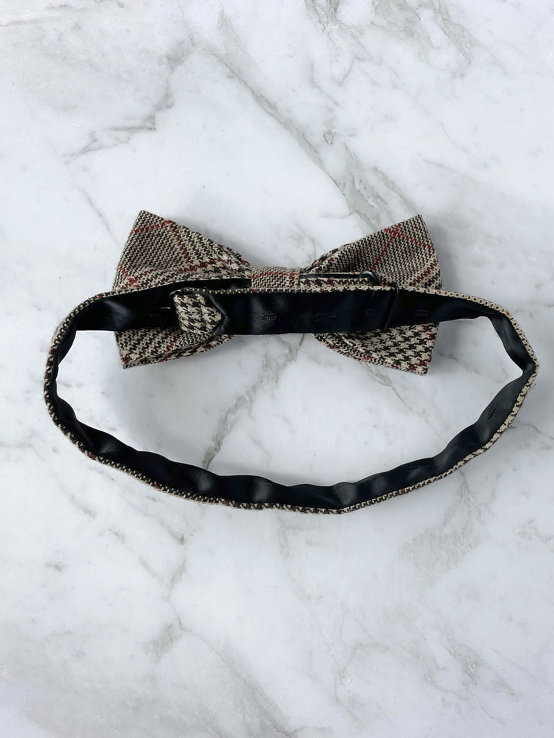 Tartan Brown Wool Bow Tie