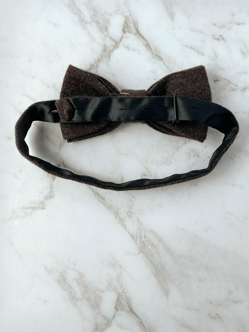 Vermillion & Dark Chocolate Wool Bow Tie Set