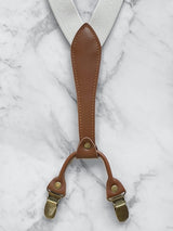 White Slimline Leather Trim Lightweight Suspenders