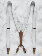 White Slimline Leather Trim Lightweight Suspenders